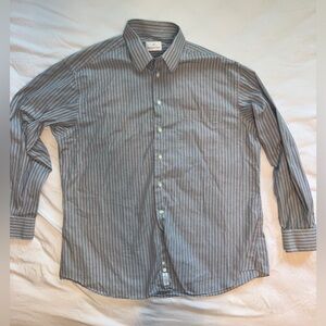 Men's Ermenegildo Zegna Striped Button-Down Dress Shirt Size 17 1/2 | 44